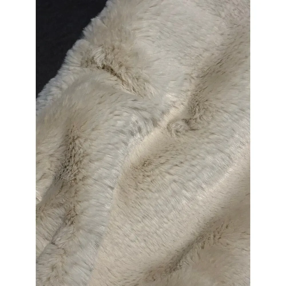 FRYE Faux Fur Throw Blanket Creamy Beige Ivory NWT 50 x 70
